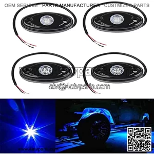 9 Pods LED Rock Lights Azul-4PCS,Neon Subderglow Light para coche, cami??n, ATV, UTV, SUV, Jeep, barco, bajo la carrocer??a, l??mpara de plataforma de pista impermeable (Azul)