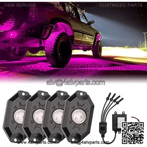 RGB LED Rock Light Kits, Neon LED Light Waterproof Bluetooth Lights for Car Truck Off Road ATV UTV Motorcycle Boat 4 PACK