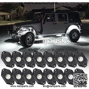 OPP ULITE 16 luces LED blancas de roca, impermeables, a prueba de golpes, para Jeep Offroad UTV ATV ZRZ SUV Auto 4x4 coche barco (16 piezas blancas)