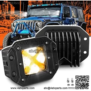 Luces antiniebla LED de montaje empotrado, haz combinado de luces antiniebla todoter, forma de X 01-02, barra de luz DRL ??mbar s??per brillante, ajuste UTV, ATV, SUV, carrito de golf, camiones, tra