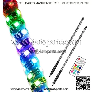 OFFROADTOWN - Luces LED de l??tigo, 2 unidades, control remoto RF de 3 pies, l??tigos iluminados en espiral, RGB para bailar/persecuci??n, antena de luz LED para UTV, ATV, Polaris RZR, Razor, camiones to