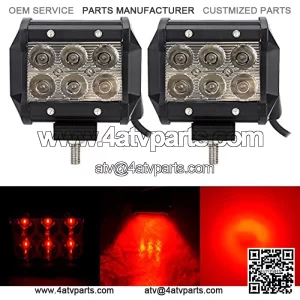 Luz de trabajo LED roja de 18 W de 4 pulgadas, barra de luz antiniebla todoterpara se?al de seguridad de emergencia, furgoneta, SUV, ATV, barco, cami??n, pesca, caza, iluminaci??n de cubierta de 12