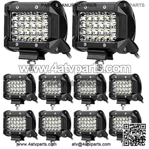 LED Pods, 10PCS 4 Inch 72W LED Light Bar, 12000LM Spot Flood Combo Off Road Light Triple Row LED Work Light Driving Fog Lamps for Pickup Truck Jeep ATV UTV SUV Boat Light