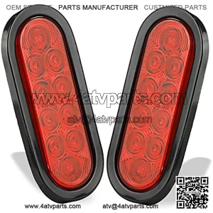 6 inch Oval Trailer Tail Lights, 2PC Red Oval Taillights Kit with 10 Diodes of Bright LED Power, Waterproof Submersible