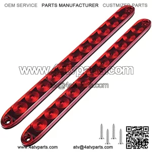 11 LED Red Trailer Brake Tail Light, 2 Pack 16?? LED Bar Stop Turn Signal Tail Lights Waterproof Brake Strip Red Light for Marine Boats Golf Cart Offroad Truck RV UTV ATV