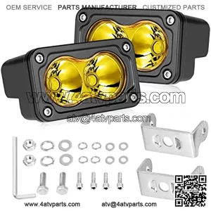 LED Pods, AKD Part 3 inch LED Driving Light 40W Spot LED Pods Light Off Road LED Work Light Yellow LED Bumper Lights Fog Light 2 Pack for Truck Motorcycle Pickup UTV ATV SUV Boat