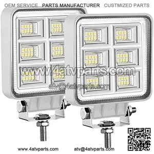 LED Boat Lights, Adzoon 2 Pcs 4 Inch Waterproof Flood Test Deck/Dock Marine Lights Square White LED Work Light for Pontoon Fishing Truck Car SUV ATV UTV Motorcycle 4WD