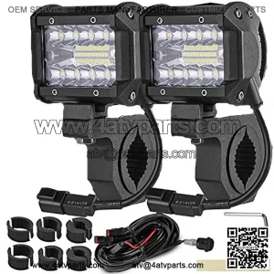 4INCH 60W 3-Row Offroad Led Work Light Bar Driving Wiring Harness Switch KIT/COMBO, Spot/Flood/Combo Lightbar Waterproof 12V 24V with Mounting Bracket Tube Clamp 1"/1.5"/1.75"/2" For 4x4 ATV UTV