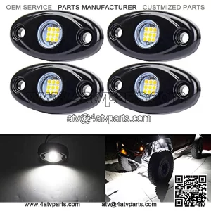 White LED Rock Lights, 4 Pods Neon 12V Waterproof Underglow Underbody Kit Crawler Crawling Dome Exterior Wheel Lights for ATV RZR UTV SUV Off-Road Auto Boat Motorcycle Glow Trail Rig Fender Lamp
