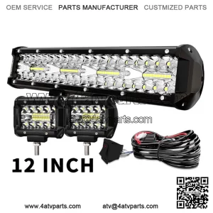 14" 300W Upper Bumper Led Light Bar For Club Car EZGO Golf Cart 12/15" +4" Pods