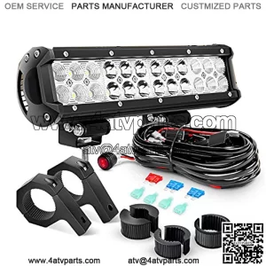 12 Inch 72W LED Light Bars Spot Flood Combo Off-Road Light Mounting Bracket Horizontal Bar Tube Clamp With Off Road Wiring Harness
