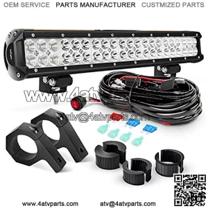 20 Inch 126W Spot Flood Combo LED Light Bars Off-Road Light Mounting Bracket Horizontal Bar Tube Clamp with Off Road Wiring Harness