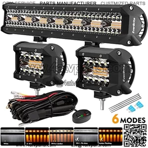 420W 20 Inch Led Light Bar, 2PCS 60W 4 Inch Led Pods, White Amber Strobe 6 Modes with Memory Function, Off Road 12V Led Lights for Trucks Car ATV SUV Cabin Boat, 16AWG Wiring Harness Kit