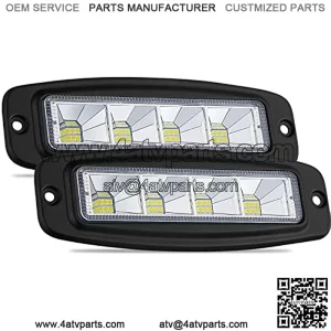 Flush Mount LED Pods, ADZOON 2Pcs 7 Inch 144W Flood Bumper Driving Light Backup Reverse Light Grill Mount Light for Truck 4X 4 Off Road ATV SUV UTV 4W