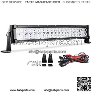 LED Light Bar Curved 22" (24" with Mounting Bracket) 300W 9D 45000LM with 10ft Wiring Harness IP68 Waterproof Spot Kit Off Road Driving Light for SUV Bumper Trucks Boats ATV Light Bar