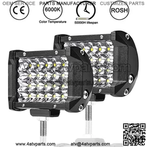 LED Light Pods 4 inch Spot & Flood Combo Light 4-Row Super Bright Off-Road Bars 240W 15000LM Waterproof Work Light 9V-30V Driving Work Fog Light for Trucks ATV UTV SUV Boats Headlights
