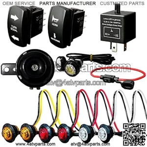 Universal ATV UTV SXS Street Legal Kit with Rocker Switch Turn Signal Light Horn Flasher Relay