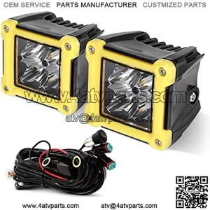 Yellow LED Light Bar 2PCS 3inch Spot Light Hyper Beam 40W Light Pods LED Cube Light Offroad Spot Lights 4800LM Driving Fog Light for Pickup Truck UTV ATV Car Jeep