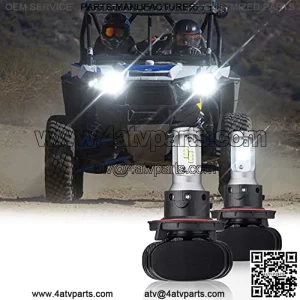 Upgrade LED Head Light Bulbs, IP65 Waterproof UTV LED Headlight Light Bulb with Hi/Lo Beam Compatible with Polaris Ranger RZR 570 800 1000 XP General # 4012279 (2 PCS)