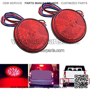 2X Weatherproof Red 24 LED Round Reflector Rear Tail Brake Stop Marker Light Lamp Truck Trailer RV ATV UTV (Red)