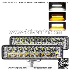 6 Inch LED Light Bar Slim Pods White with Amber Turn Signal DRL Spot Small Fog Driving Rear Reverse Work Light Mount for Truck Jeep Off-road ATV UTV Golf Cart Car Trailer Exterior (2 Pack)