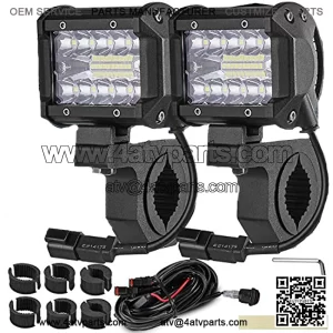 4INCH 60W 3-Row Offroad Led Work Light Bar Driving Wiring Harness Switch KIT/COMBO, Spot/Flood/Combo Lightbar Waterproof 12V 24V with Mounting Bracket 1"/1.5"/1.75"/2" For 4x4 ATV UTV