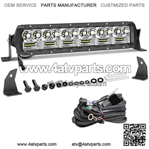 12" LED Light Bar with Wiring Harness, 162W Dual Row Off Road Light Bar Kit Spot Flood Combo Beam Super Bright Driving Light Bar for ATV UTV RZR Ranger Can-am Bumper