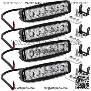 LED Light Bar 4PCS 18W 6 Inch Flood LED Work Light Pods Single Row Off Road Led Light Driving Light Fog Light Boat Light Waterproof SUV ATV 4WD Car Truck Golf Cart 12V 24V