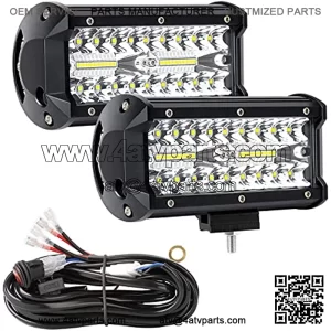 LED Light Bar, YEEGO 7 Inch Off Road Light 240W 24000lm with Wiring Harness(10ft /2 Lead), Waterproof Spot & Flood Combo Beam LED Light Bar for Pickup Truck ATV UTV SUV Boat
