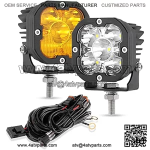 3" 80W LED Pods Cube with Amber Covers, 9600LM Yellow Fog Light Pods Offroad Driving Spot Lights, Amber Light Bar Spot Flood Combo for Jeep Wrangler Ford Truck Pickup ATV