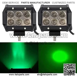 Green Led Driving Hunting Lights 18W 4" Spot Light Bar Pod for Off-Road Pick-up Van Boat Tractor Fishing Hunting Deck Trailer Navigation Waterproof Lighting 12V 24V 2pcs