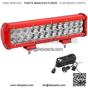 LED Light Bar Wiring Harness,12inch 72W Red LED Work Light Pod Offroad Driving Light Fog Lights Spot Flood Combo Beam Waterproof SUV 4WD ATV Truck Boat Golf Cart