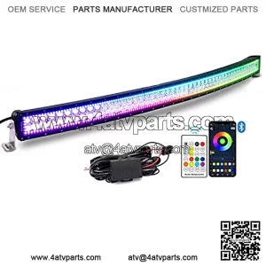 Bluetooth 52inch 300w Curved Led Light Bar with Chasing RGB Halo Ring, Multicolor Changing w/Wireless Spot Flood Combo Beam Free Wiring Harness for Off Road Truck Cars UTV ATV RZR