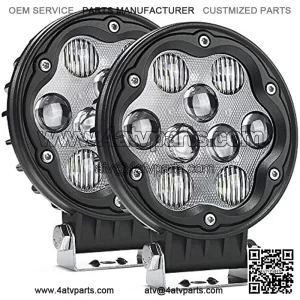 2Pcs 4.7 Inch 27W Round LED Light Pods, 2335lm Spot Flood Combo Beam Off Road Driving Lights White Light