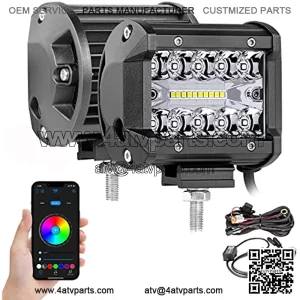 4 Inch RGB LED Pods, SWATOW INDUSTRIES 2PCS RGB LED Pod Lights Color Changing Light Bar RGB LED Cube Lights Multicolor Light Bar RGB Driving Lights Waterproof RGB Fog Lights for Truck UTV SUV RZR Boat