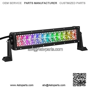 12inch 72w Spot Lights LED Light Bar with Chasing RGB Halo Strip remote&Bluetooth controlled Flashing Modes for atv Lights