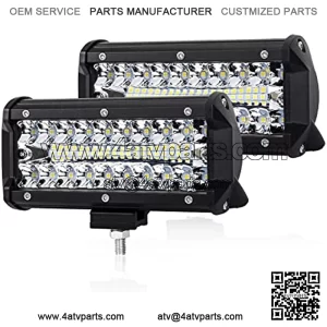 7 Inch LED Pods Spot Flood Combo Beam Liteway 24000 LM Triple Row Light Bar Off Road Driving Led Work Lights for UTV ATV Jeep Truck Boat, IP68 Waterproof 2 Pack LED Light Bars