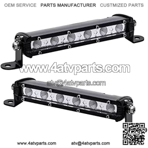 2pc 7" Ultra-Slim Single Row Off Road LED Light Bar [1530lm] [18W] [IP68 Waterproof] [12V - 24V] Fog / Driving / Work Lights for Trucks ATV Cars - 60 Degrees Flood Light
