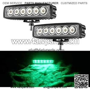 Green Led Light Bar 2PCS 18W Spot Driving Fog Light Off-road Work Light Waterproof Compatible for Jeep Boat ATV SUV Truck Pick-up Van Fishing Hunting Navigation 12v 24v