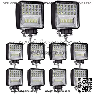 LED Light Pods, 4inch 126W Square LED Work Light, Spot & Flood Light Off Road Light, Led Fog Light Truck Light Driving Light Boat Light for Truck Pickup Jeep SUV ATV UTV Waterproof (10 Pack)