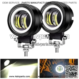 3inch LED Motorcycle Driving Lights 60W 6000K Auxiliary Spotlights with DRL/Angel Eye Off Road Light Pod 6000lm LED Fog Work Light for Motorcycle Truck SUV UTV ATV Tractor, 2Pcs