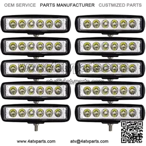 10pcs 18W 6 Inch LED Work Light Spot Beam Single Row LED Light Bar 12V 24V Super Slim Offroad Driving Lights Fog Lamps for Truck Tractor Boat 4x4 Car SUV ATV