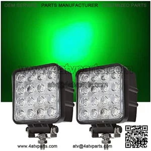 Green Led Pods 48W 3inch Spot Hunting Lights Driving Work Fog Lamps for F150 Truck SUV Polaris Auxiliary Offroad Off-road Boat Fish Pig Deer Hog Hunting Motorcycle 12 Volt Motor (Pack of 2)