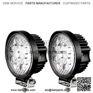 LED Pods Spot Flood Light 4" 27W Round Work Light 6000K for Tractor Bulldozer UTV Golf Cart Boat Off Road Truck Jeep SUV ATV - Voltage Automotive (2x Flood Light)