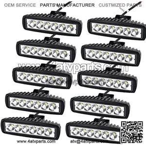 10 Pcs 6 inch 18W Spot LED Work Light Bar Off Road Car Driving Lamp for Jeep Cabin Boat SUV Truck Car ATV Vehicles Marin (18W,6000K)