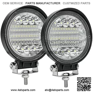 LED Fog Lights for Trucks, 4 Inch 12-30V Round LED Work Light Waterproof Flood Light Off Road Lights for ATV UTV SUV Truck, Pack of 2