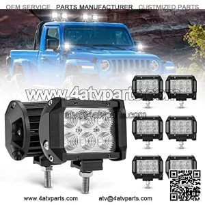 8Pcs 18W LED Light Pods, 4 Inch Flood Beam Work Lights,Off Road Driving Fog Cubes Lights Bar Waterproof for Truck Boat UTV ATV Marine Golf Cart Pickup Trailer