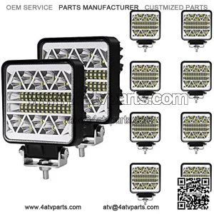 4 Inch Trucks LED Work Lights for Tractor10Pcs Square Ph-iLip LED Light Pods 15000LM Spot Flood Combo Off Road Driving LED Light Bar Waterproof for Truck Tractor UTV ATV Golf Cart