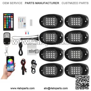 8 Pod RGB LED Rock Light bluetooth Underglow Lamp for CAN AM POLARIS RZR ATV UTV (For: More than one vehicle)