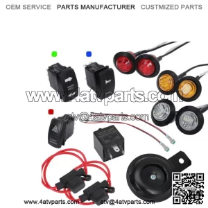 For UTV ATV Golf Cart Rocker Switch Turn Signal Kit Street Legal Led Light Horn (For: More than one vehicle)